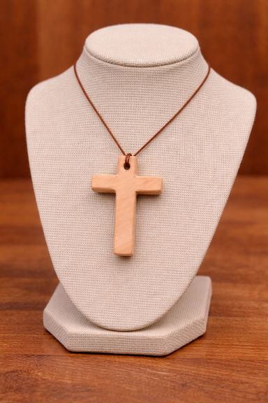 5€ Pendentif croix en bois massif